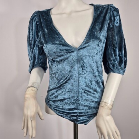 Free People Teal Velvet Bodysuit - Picture 3 of 4